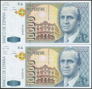 World Coins - 10000 Pesetas. 12 de Octubre de 1992. Pareja correlativa. Sin serie. (Edifil 2021: 485). SC.