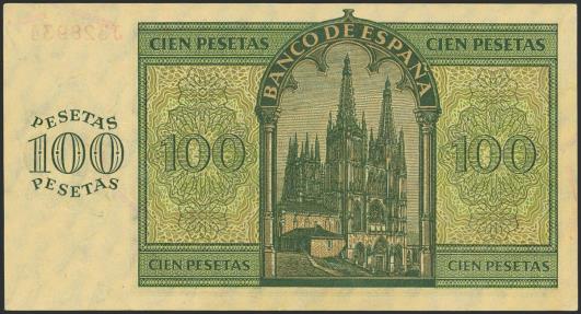 World Coins - 100 Pesetas. 21 de Noviembre de 1936. Serie J. (Edifil 2023: 421a). Conserva parte de su apresto original. EBC.