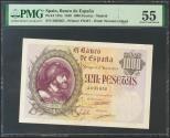 World Coins - 1000 Pesetas. 21 de Octubre de 1940. Sin serie. (Edifil 2017: 445). EBC+. Encapsulado PMG55.
