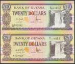 World Coins - BRITISH GUIANA. Set of two banknotes of 20 Dollars. 1966. (Pick: 30). Uncirculated.