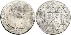 World Coins - CARLOS IV (1788-1808). 8 Reales. (Ar. 24,42g/39mm). 1804. México TH. (Cal-2019-980). MBC-. Oxidaciones limpiadas. MBC.