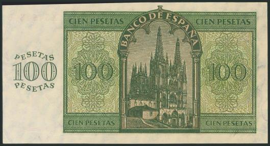 World Coins - 100 Pesetas. 21 de Noviembre de 1936. Serie X, última serie emitida. (Edifil 2017: 421a). SC-.