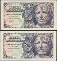 World Coins - 5 Pesetas. 12 de Abril de 1947. Pareja correlativa. Serie D. (Edifil 2021: 454a). Apresto original. SC.