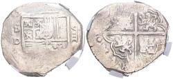 World Coins - FELIPE III ó FELIPE IV. 8 Reales. (Ar. 27,52g/32mm). Fecha no visible (1598-1665). Sevilla D. Encapsulada por NGC AU Details, Cleaned.