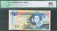 World Coins - EAST CARIBBEAN STATES. 10 Dollars. 1993. Antigua. (Pick: 27a). ICG66.