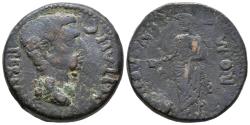 Ancient Coins - ITALICA. As. Epoca de Augusto. 27 a.C.-14 d.C. Santiponce (Sevilla) A/ Cabeza desnuda de Augusto a derecha, alrededor MVNIC ITALIC PERM AVG. R/ Genio del pueblo romano a izquierda