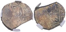 World Coins - CARLOS II (1665-1700). 1 Real. (Ar. 3,20g/19mm). 1673. Potosí E. (Cal-2019-258). Encapsulado por NGC VF Details, Sea salvaged.