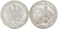 World Coins - ALEMANIA. 10 Marcos (Ar. 15,54g/33mm). 1992. Munich D. 150 Aniversario del Mérito Militar de la Orden de Prusia. (Km#179). EBC. Rayitas en anverso.