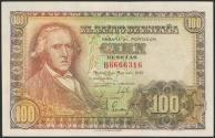 World Coins - 100 Pesetas. 2 de Mayo de 1948. Serie B. (Edifil 2023: 456a). Conserva gran parte del apresto original. EBC+++.