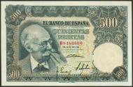 World Coins - 500 Pesetas. 15 de Noviembre de 1951. Serie B. (Edifil 2023: 460a). Conserva parte de su apresto original. EBC.