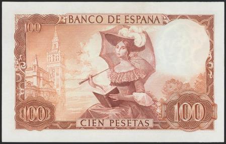 World Coins - 100 Pesetas. 19 de Noviembre de 1965. Serie A. (Edifil 2021: 470a). Apresto original. SC-.