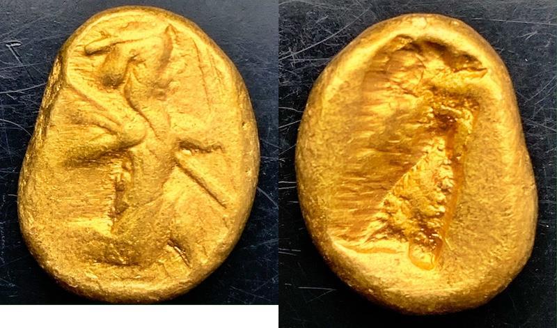 ITEM #1152, ANCIENT PERSIAN EMPIRE ACHAEMENID KINGS, GOLD AV DARIC