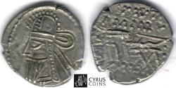 Ancient Coins - Item #19690, KINGS OF PARTHIA VOLOGASES VI CA 208-228 AD. DRACHM (AR; 17MM; 3.73gr) ECBATANA MINT. Sellwood 88.24*, Shore 462, VERY RARE