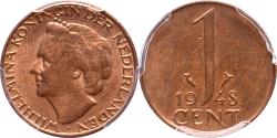 World Coins - 1 cent 1948 Wilhelmina PCGS MS 64 RB