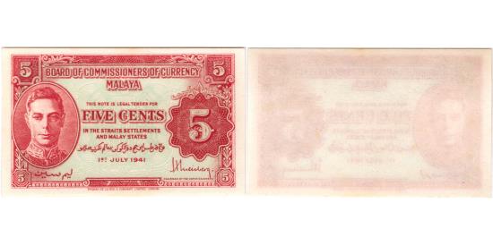 World Coins - 5 cents 1941 (1945) Malaya PCGS 64