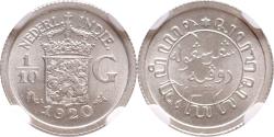 World Coins - 1/10 gulden Nederlands Indië 1920 PCGS MS 65