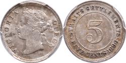 World Coins - 5 cents 1896 Victoria Straits Settlements PCGS MS 62