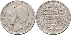World Coins - 25 cent 1941 Wilhelmina WILHELMINA IN LONDEN