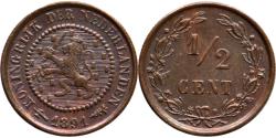 World Coins - 1/2 cent 1891 Wilhelmina Pr