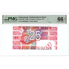 World Coins - 25 gulden 1989 Roodborstje PMG 66 EPQ