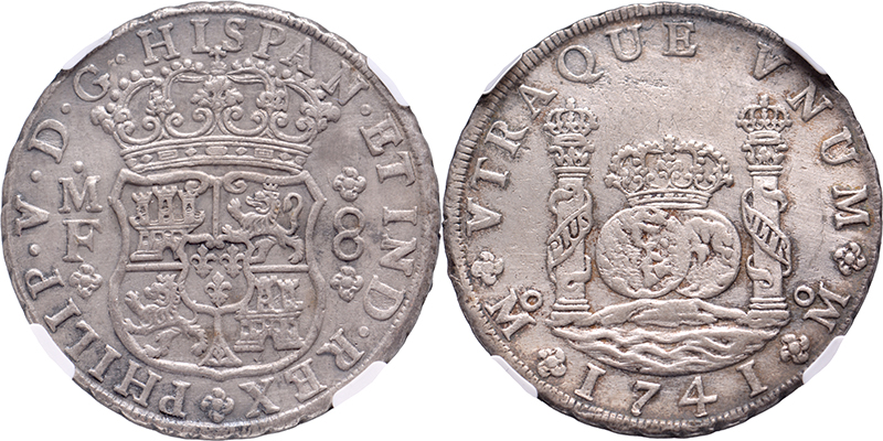 8 reales Mexico 'pillar dollar' 1741 – Reijgersdaal NGC Shipwreck