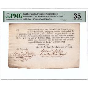 World Coins - 1 gulden, 2 stuivers en 8 penningen 1795 recepis Schiedam PMG 35