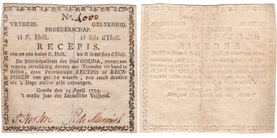World Coins - 1 1/2 stuiver 1795 recepis Gouda PMG 55