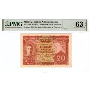 World Coins - 20 cents N.D. (1945) Malaya PMG 63 EPQ