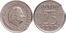 World Coins - 25 cent 1971 Juliana Pr EINDE MUNTPLAAT