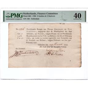 World Coins - 2 gulden en 5 stuivers 1795 recepis Schiedam PMG 40
