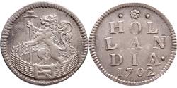 World Coins - Duit Holland 1702 ZILVER