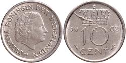 World Coins - 10 cent 1962 Juliana Pr- STEMPELBREUK