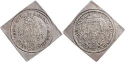 World Coins - Zilveren rijder of dukaton Amsterdam 1673 PIEDFORT VIERKANT MUNTPLAATJE
