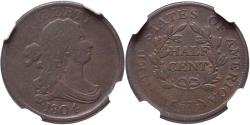 Us Coins - 1/2 cent – Draped Bust 1/2 Cent 1804 USA NGC VG 8 BN