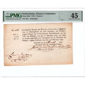 World Coins - 9 stuivers 1795 recepis Schiedam PMG 45