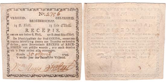 World Coins - 1 1/2 stuiver 1795 recepis Gouda PMG 50