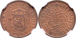 World Coins - 1/2 cent Nederlands Indië 1914 NGC MS 63 RB