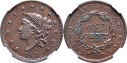 Us Coins - 1 cent – Coronet Cent 1837 USA NGC AU 55 BN