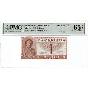 World Coins - 1 gulden 1949 PMG 65 EPQ Specimen perforatie