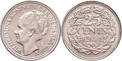 World Coins - 25 cent 1941 Wilhelmina Pr-
