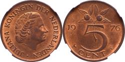 World Coins - 5 cent 1976 Juliana NGC MS 63 RB