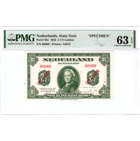 World Coins - 2 1/2 gulden SPECIMEN 1943 Wilhelmina PMG 63 EPQ