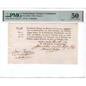World Coins - 9 stuivers 1795 recepis Schiedam PMG 50