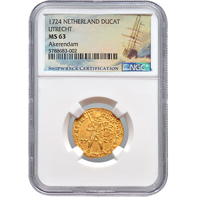 Gold ducat Utrecht 1724 – Akerendam NGC MS 63 | European Coins