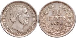 World Coins - 10 cent 1871 Willem III Pr+