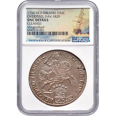 Silver rider Overijssel 1734 – Vliegent Hert NGC Shipwreck graded
