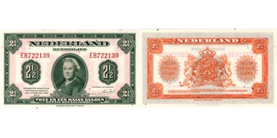 World Coins - 2 1/2 gulden 1943 Muntbiljet PMG 67 EPQ