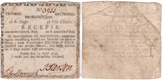 World Coins - 1 1/2 stuiver 1795 recepis Gouda PMG 20