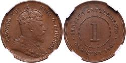 World Coins - 1 cent 1908 Edward VII Straits Settlements NGC MS 63 BN