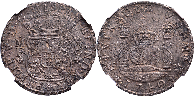 オーストリア帝国【ご確認用】2種類！ 8 reales Mexico 1740 – Hollandia NGC Shipwreck graded | North